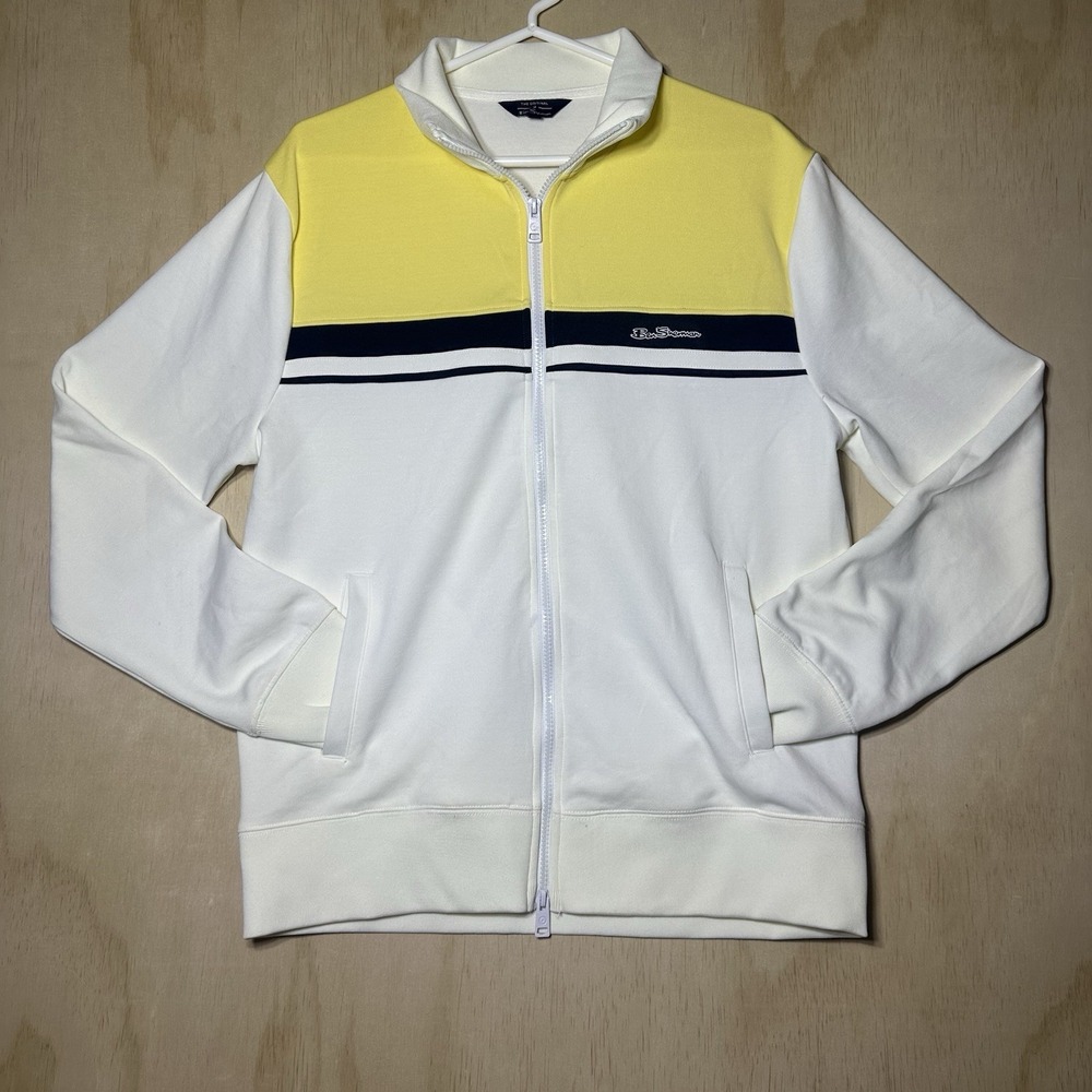 Ben Sherman Golf Colorblock Tricot Track Jacket Snow White Medium Full Zipper
